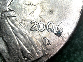 2006-D-Lincoln-Cent-With-Rim/Rim-Die-Crack-And-Lam-Error-...
